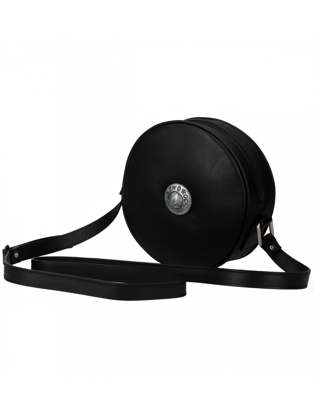 NEW ROCK Round Gothic Punk Shoulder Bag with Zipper Closure