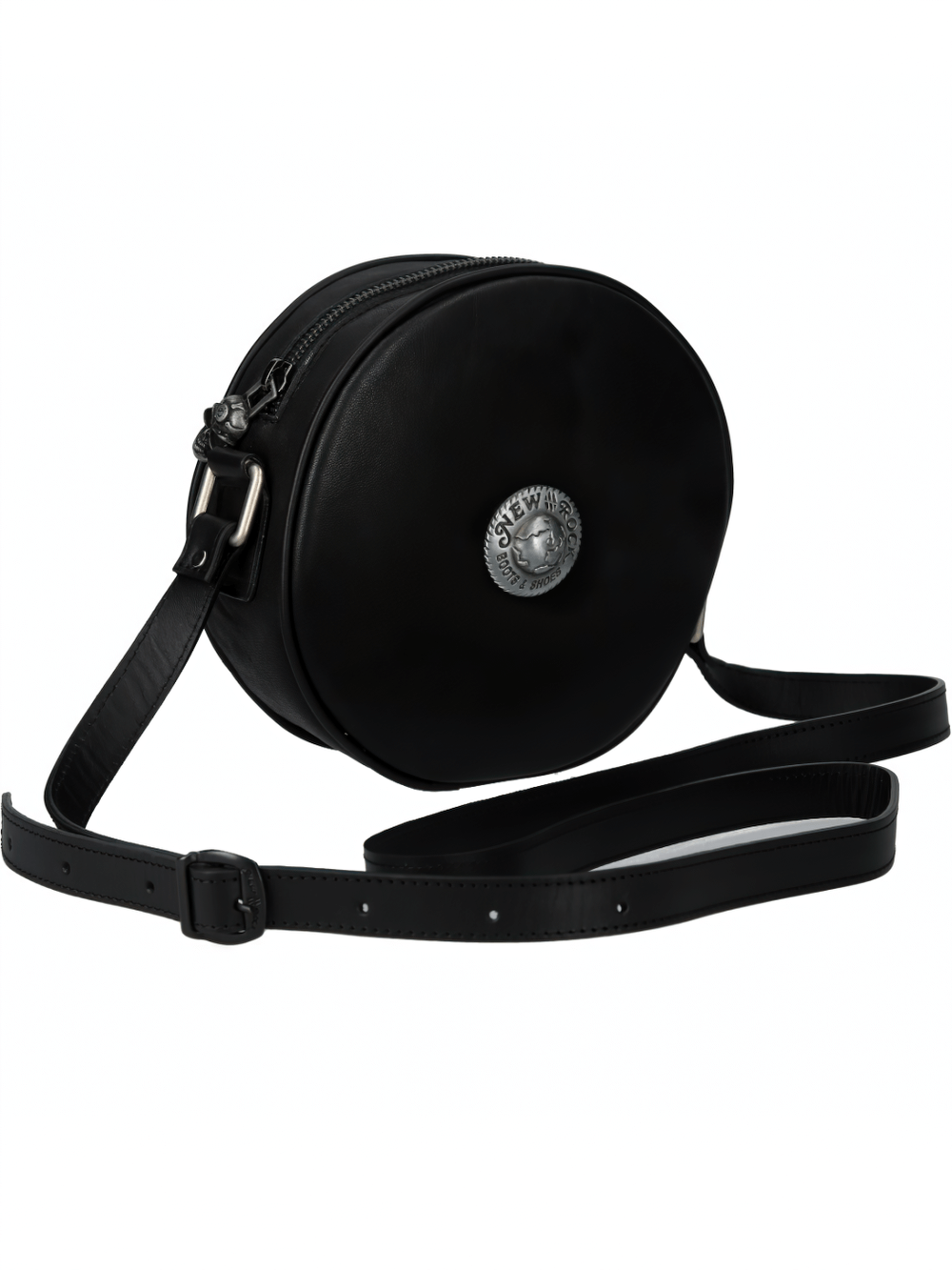 NEW ROCK Round Gothic Punk Shoulder Bag with Zipper Closure