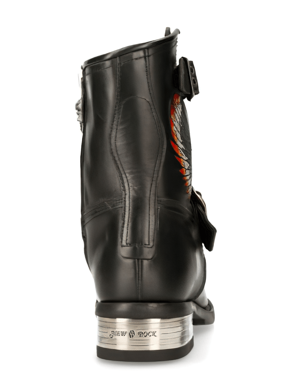 NEW ROCK Rugged Black Buckled Biker Boots for Men