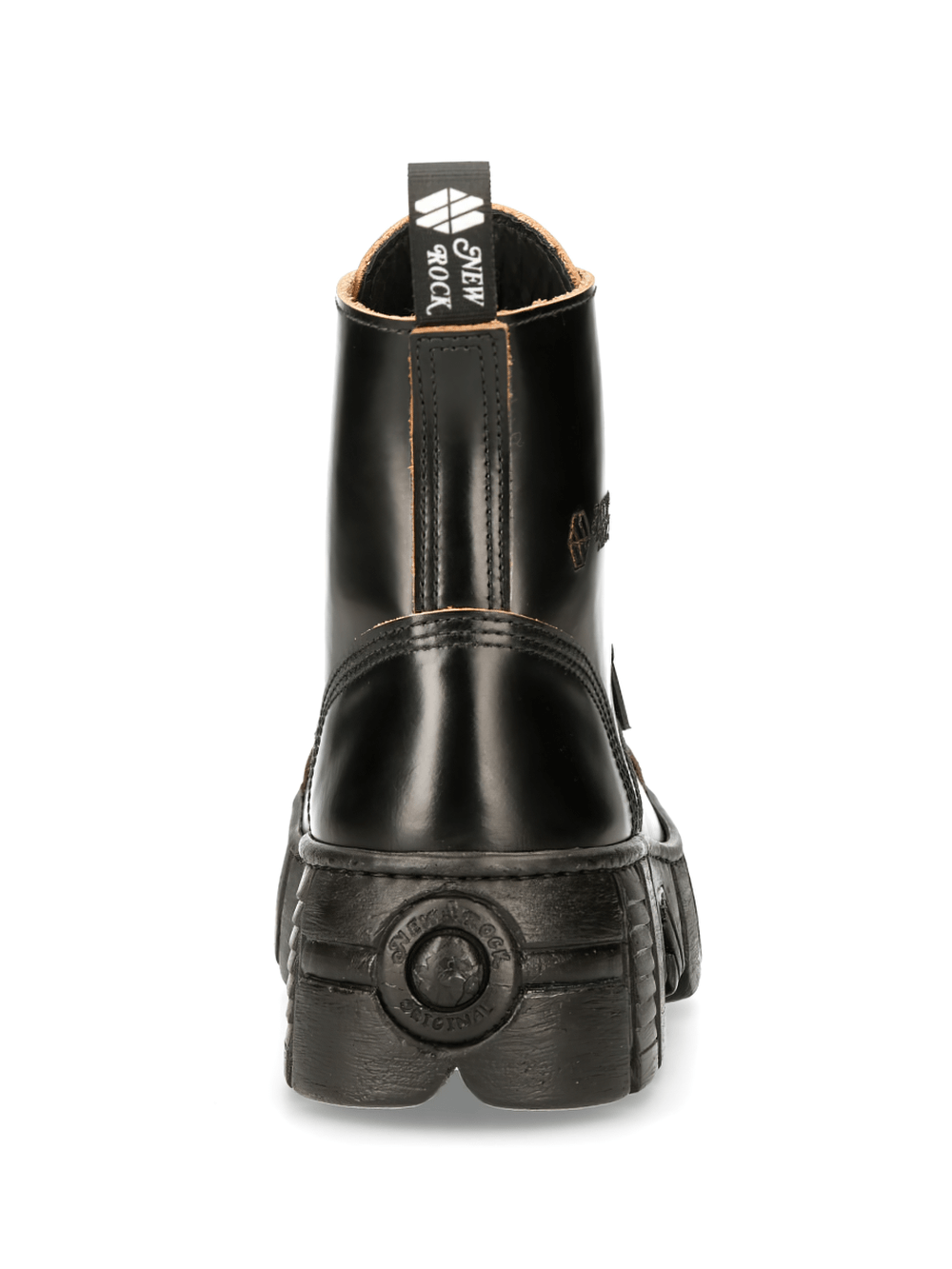 NEW ROCK Men's Rugged Black Leather Lace-Up Ankle Boots