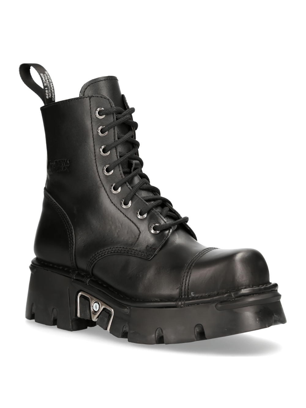 NEW ROCK Men's Rugged Black Military Lace-Up Ankle Boots