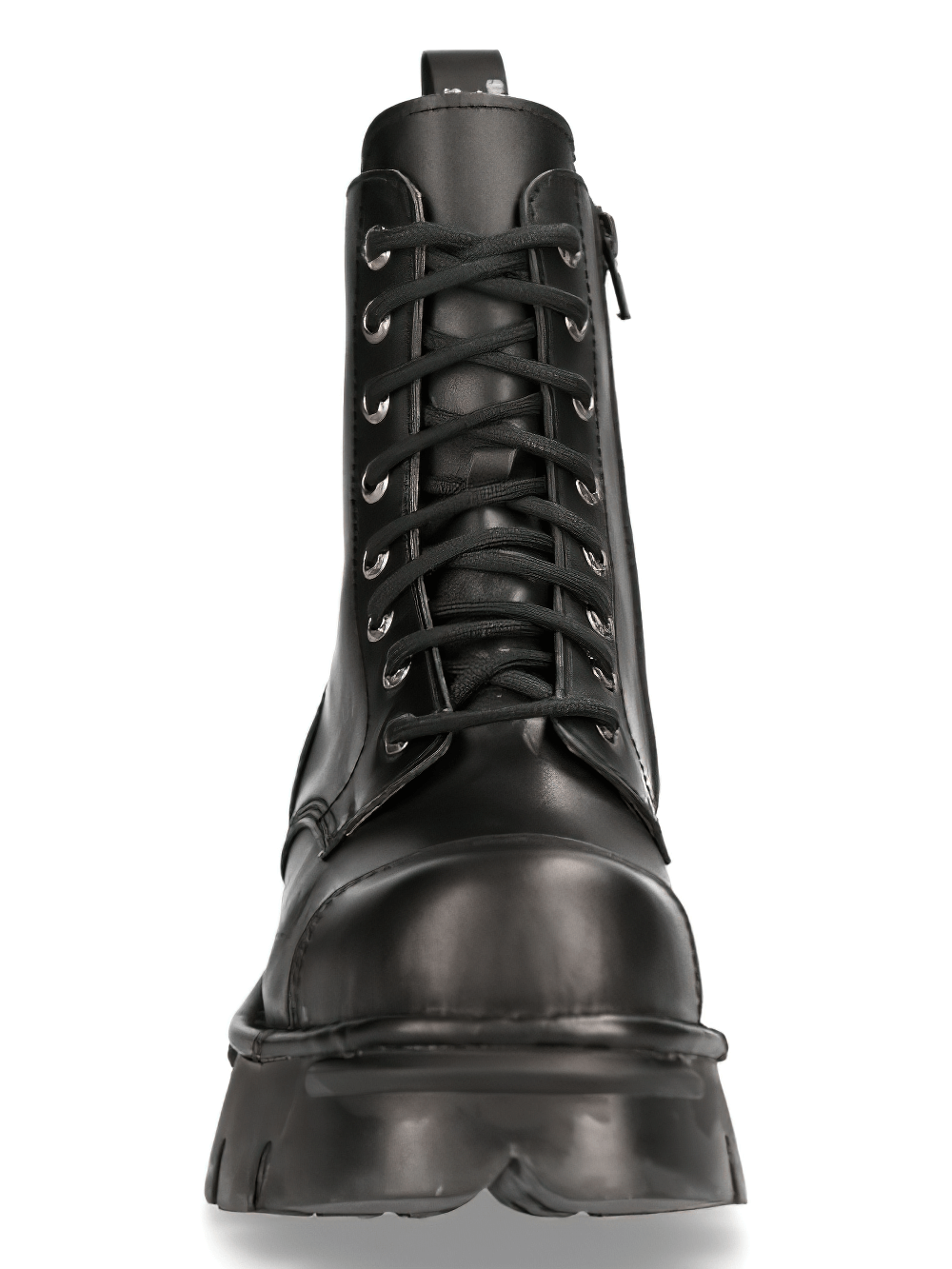 NEW ROCK Men's Rugged Black Military Lace-Up Ankle Boots
