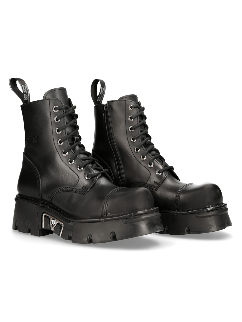 NEW ROCK Men's Rugged Black Military Lace-Up Ankle Boots