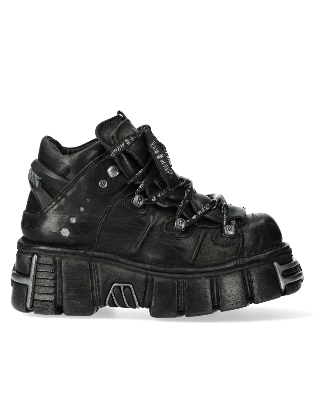 NEW ROCK Men's Rugged Black Platform Boots with Industrial Charm