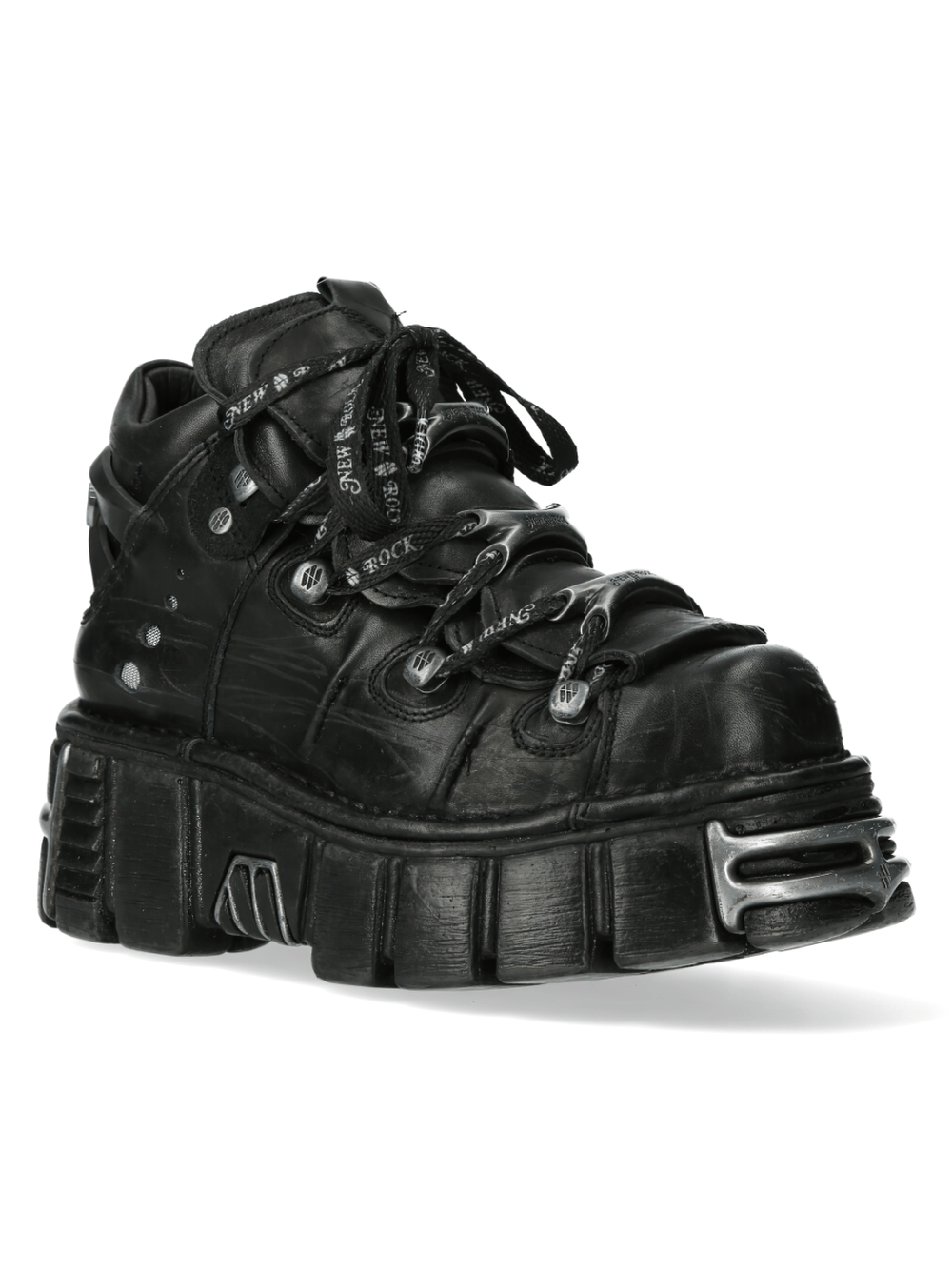 NEW ROCK Men's Rugged Black Platform Boots with Industrial Charm