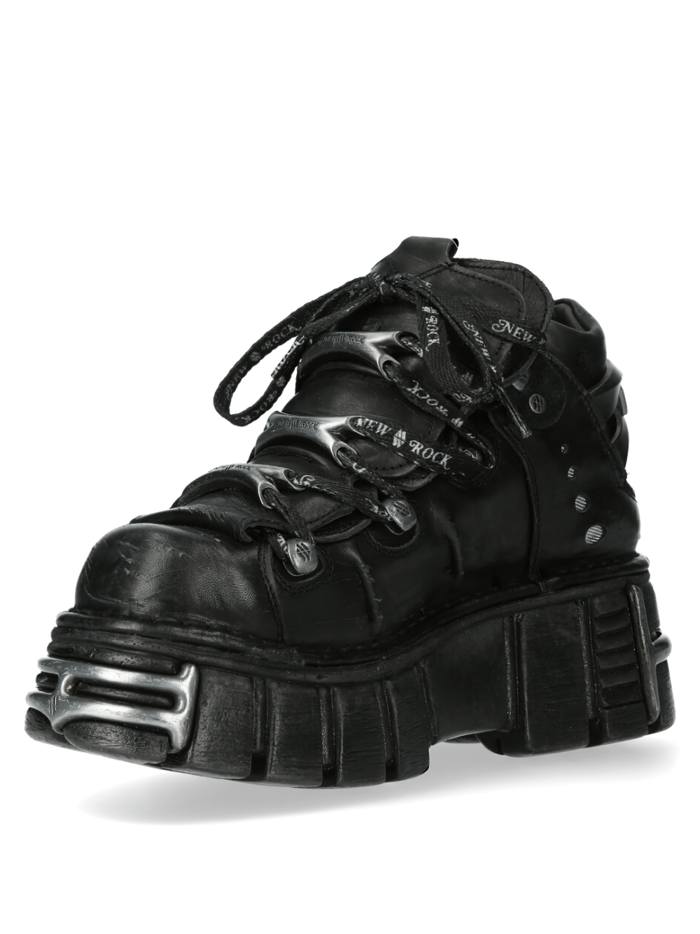 NEW ROCK Men's Rugged Black Platform Boots with Industrial Charm