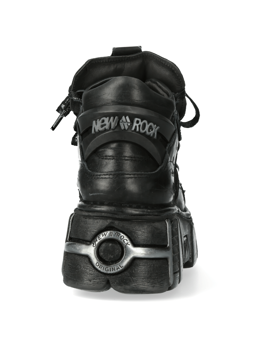 NEW ROCK Men's Rugged Black Platform Boots with Industrial Charm