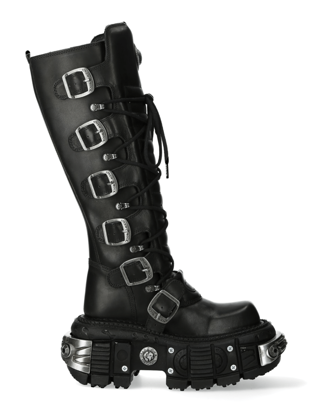 NEW ROCK Men's Rugged Gothic High Boots with Multi-Fasteners