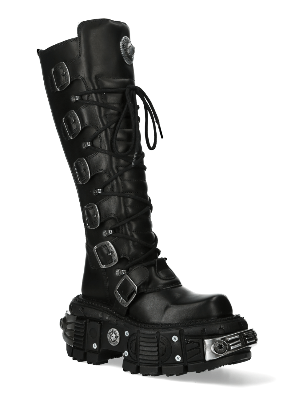 NEW ROCK Women's Rugged Gothic High Boots with Multi-Fasteners