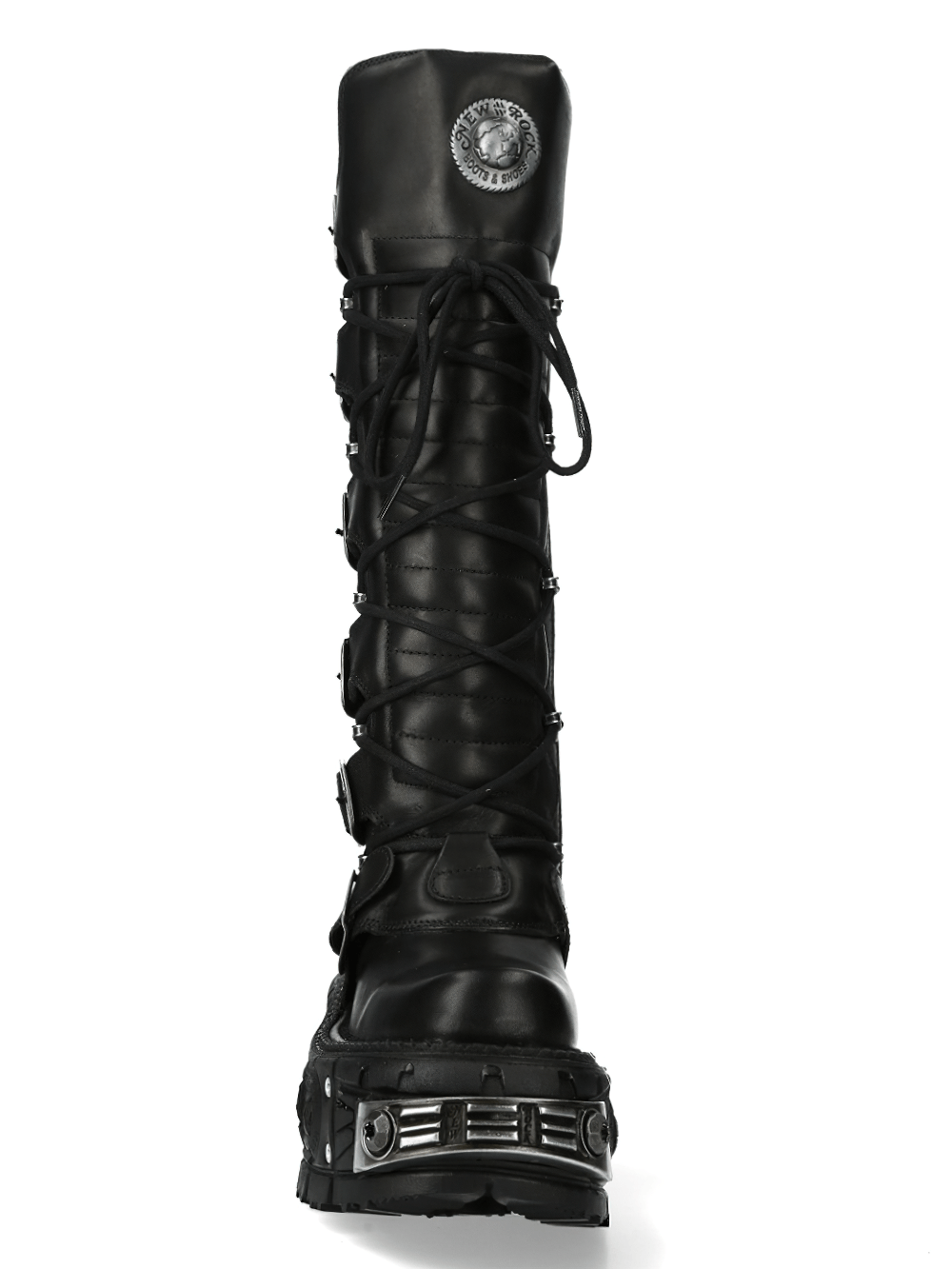 NEW ROCK Men's Rugged Gothic High Boots with Multi-Fasteners