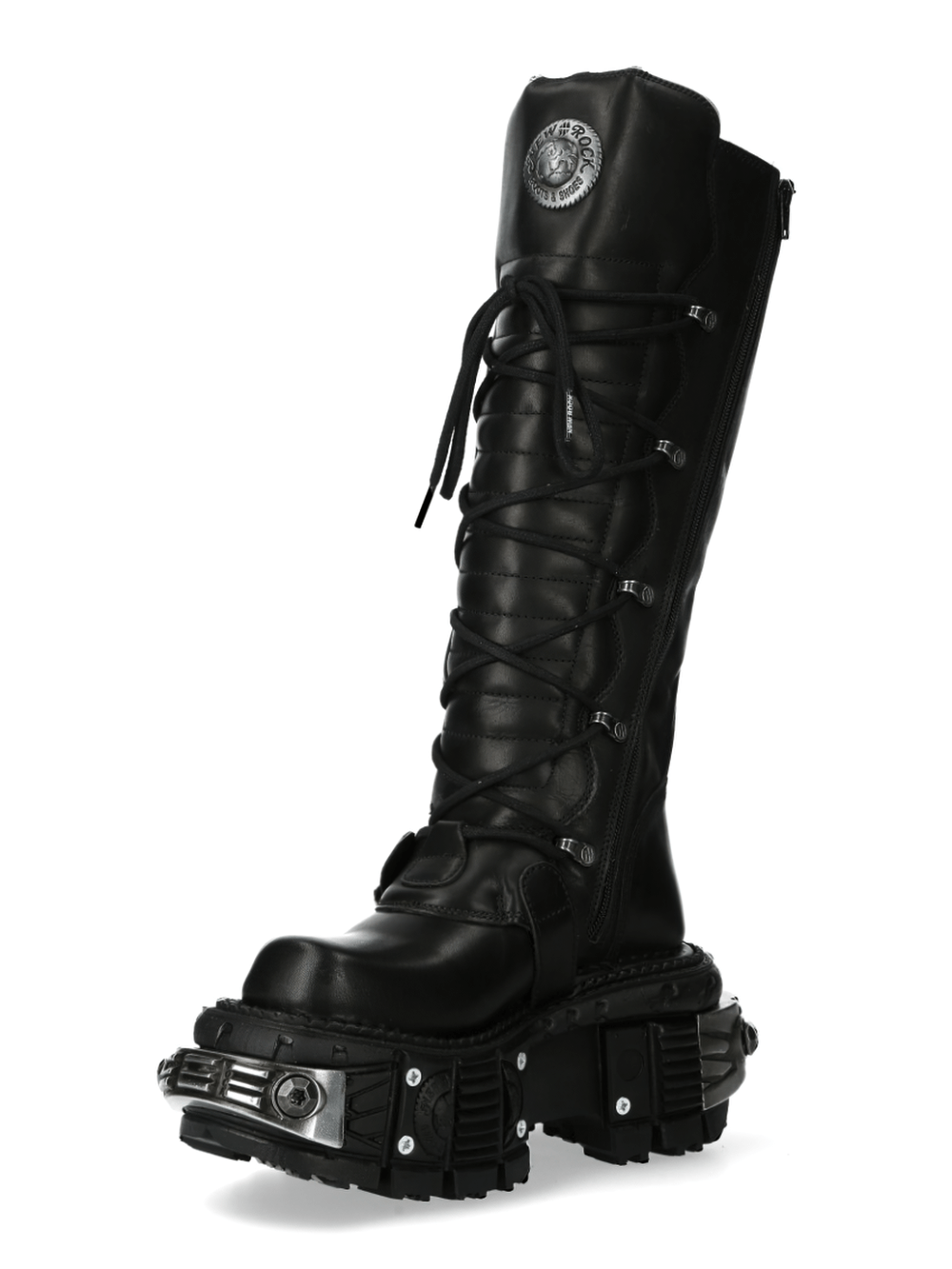 NEW ROCK Women's Rugged Gothic High Boots with Multi-Fasteners