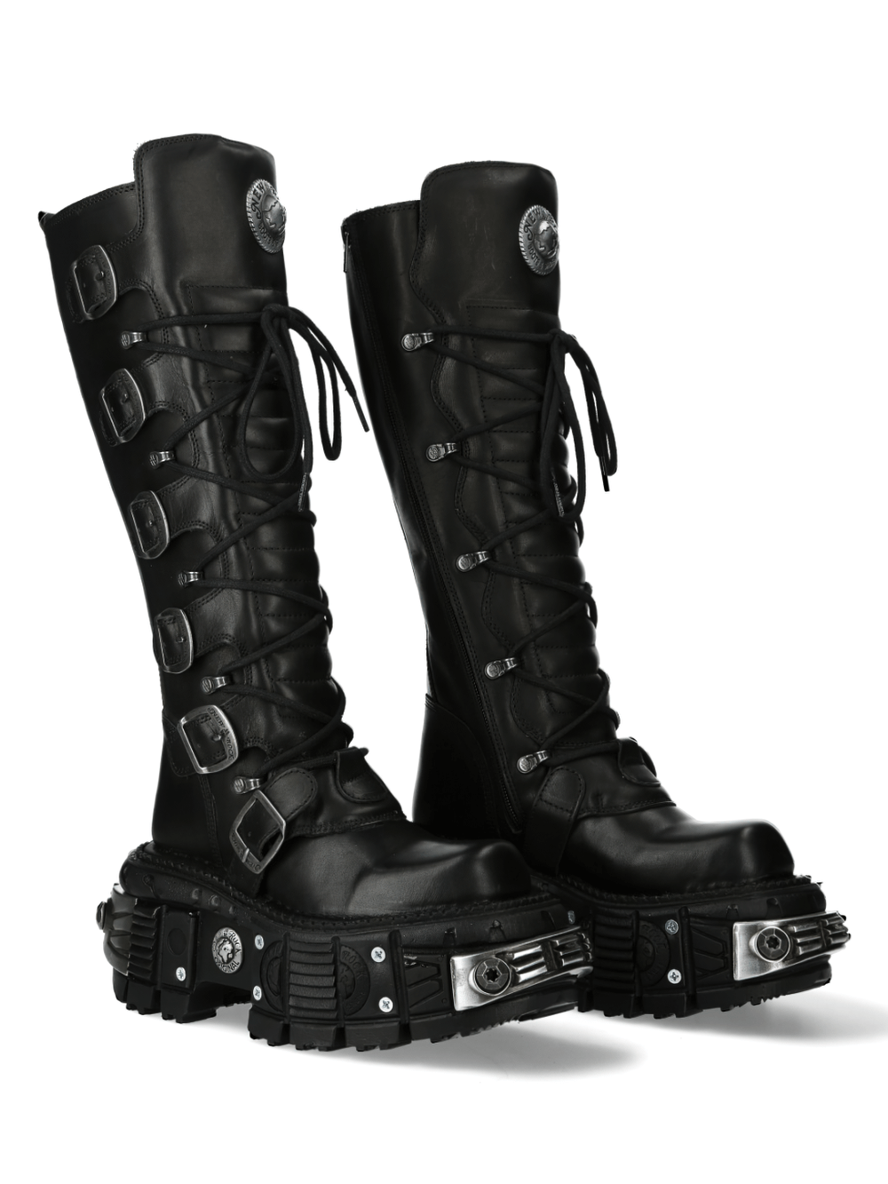 NEW ROCK Women's Rugged Gothic High Boots with Multi-Fasteners