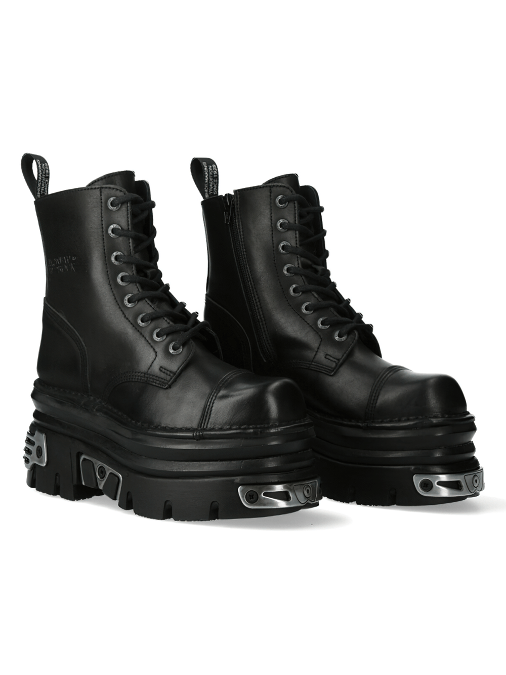 NEW ROCK Men's Rugged Lace-Up Ankle Boots with Metal Details