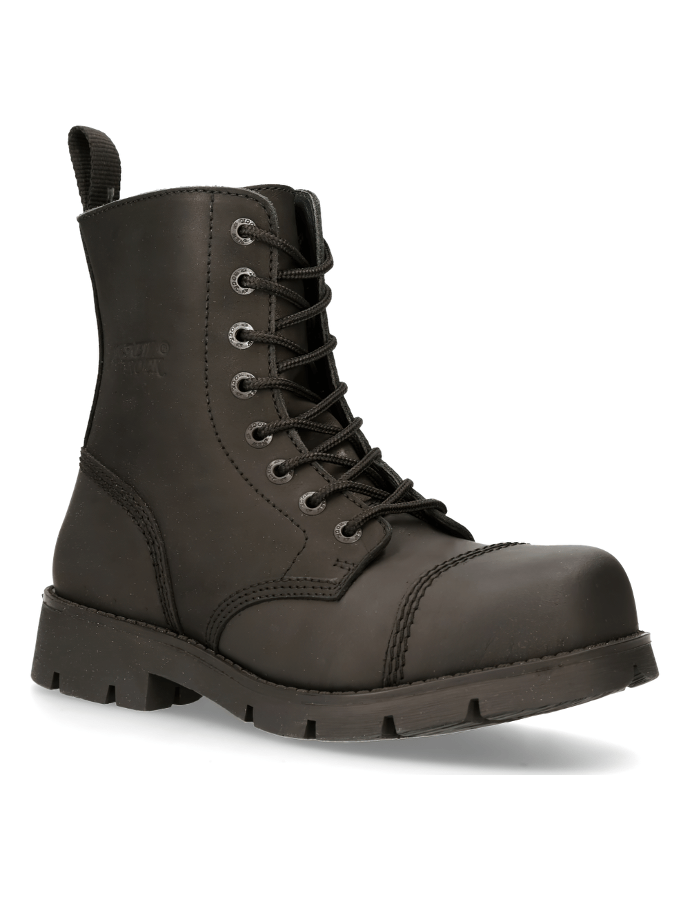 NEW ROCK Men's Rugged Lace-Up Black Tactical Leather Boots