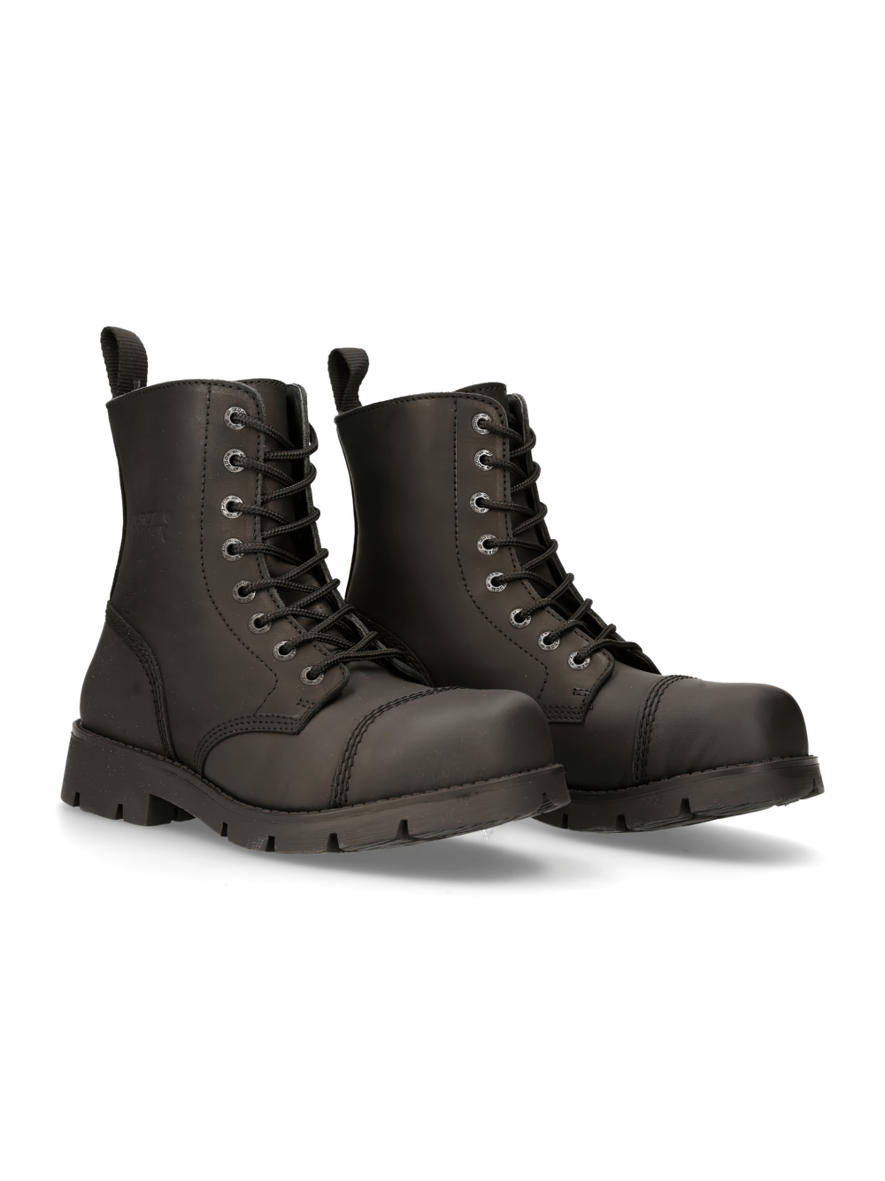 NEW ROCK Men's Rugged Lace-Up Black Tactical Leather Boots