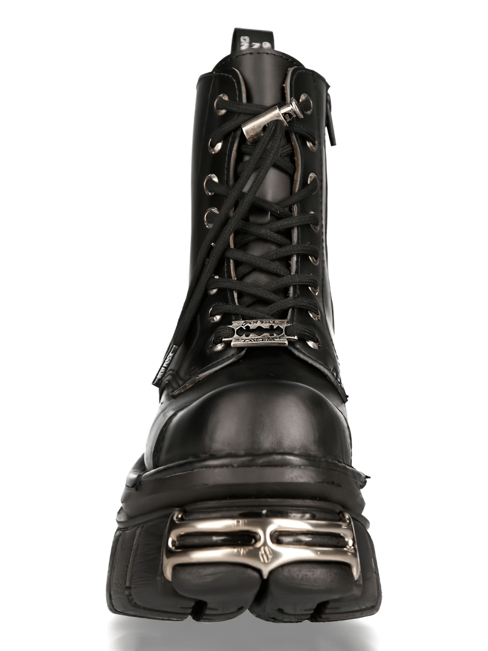 NEW ROCK Men's Rugged Lace-Up Metallic Military Boots