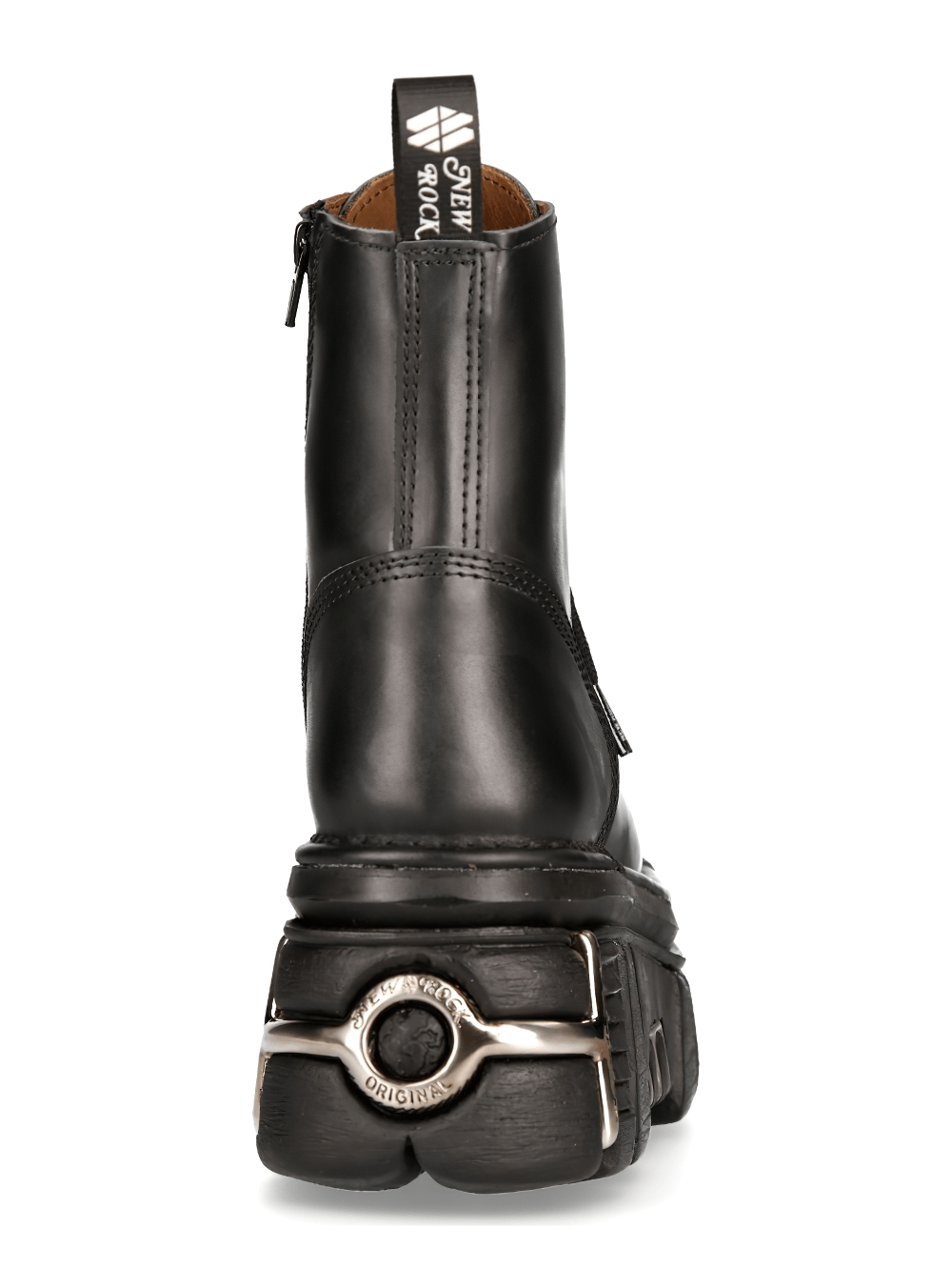 NEW ROCK Men's Rugged Lace-Up Metallic Military Boots