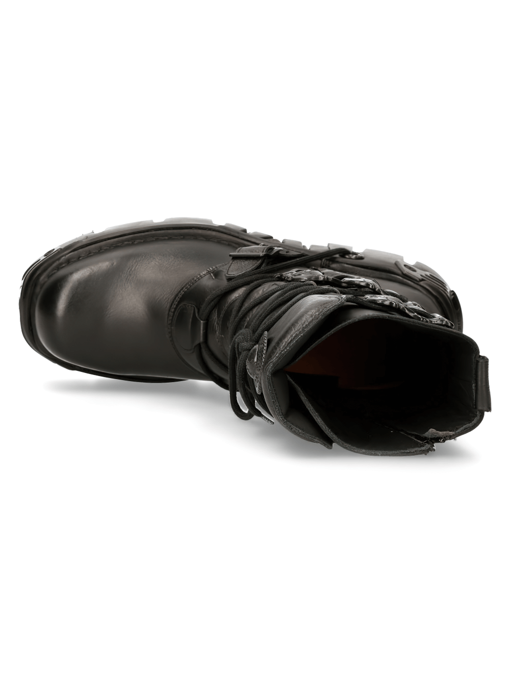 NEW ROCK Men's Rugged Lace-Up Military Boots with Buckles