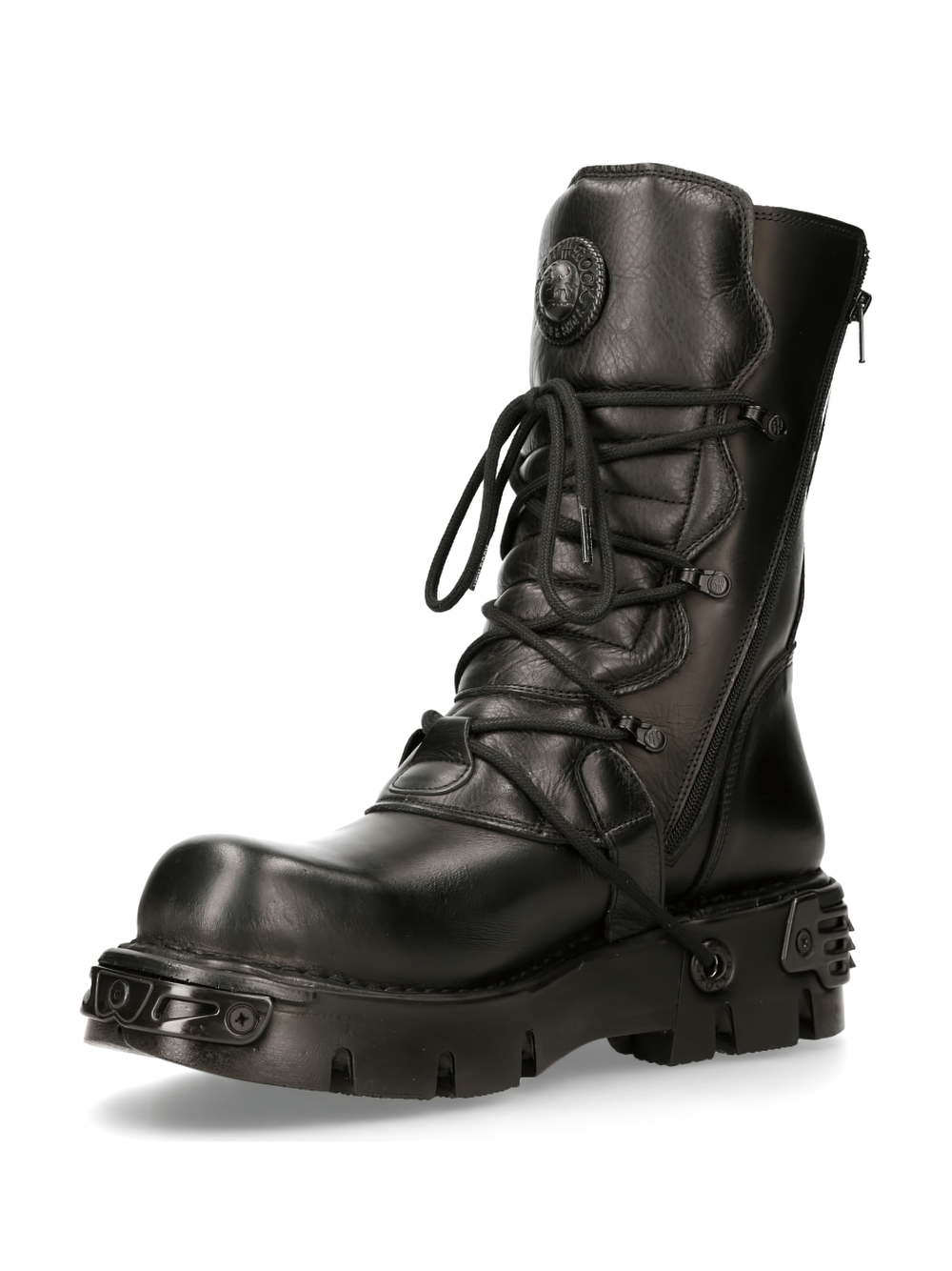 NEW ROCK Men's Rugged Lace-Up Military Boots with Buckles
