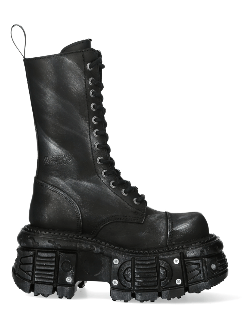 NEW ROCK Men's Rugged Leather Biker Combat Boots with Zipper