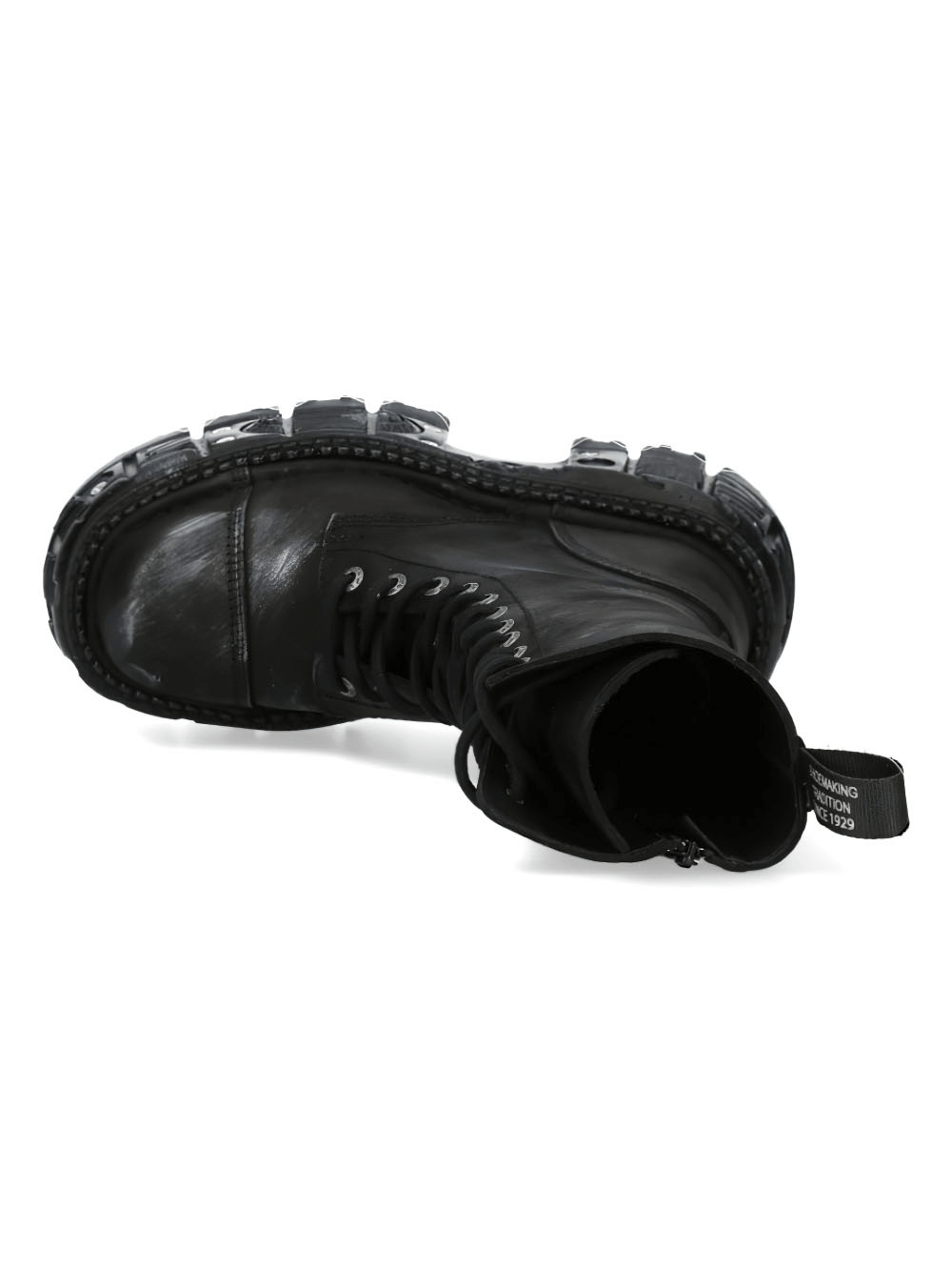 NEW ROCK Men's Rugged Leather Biker Combat Boots with Zipper