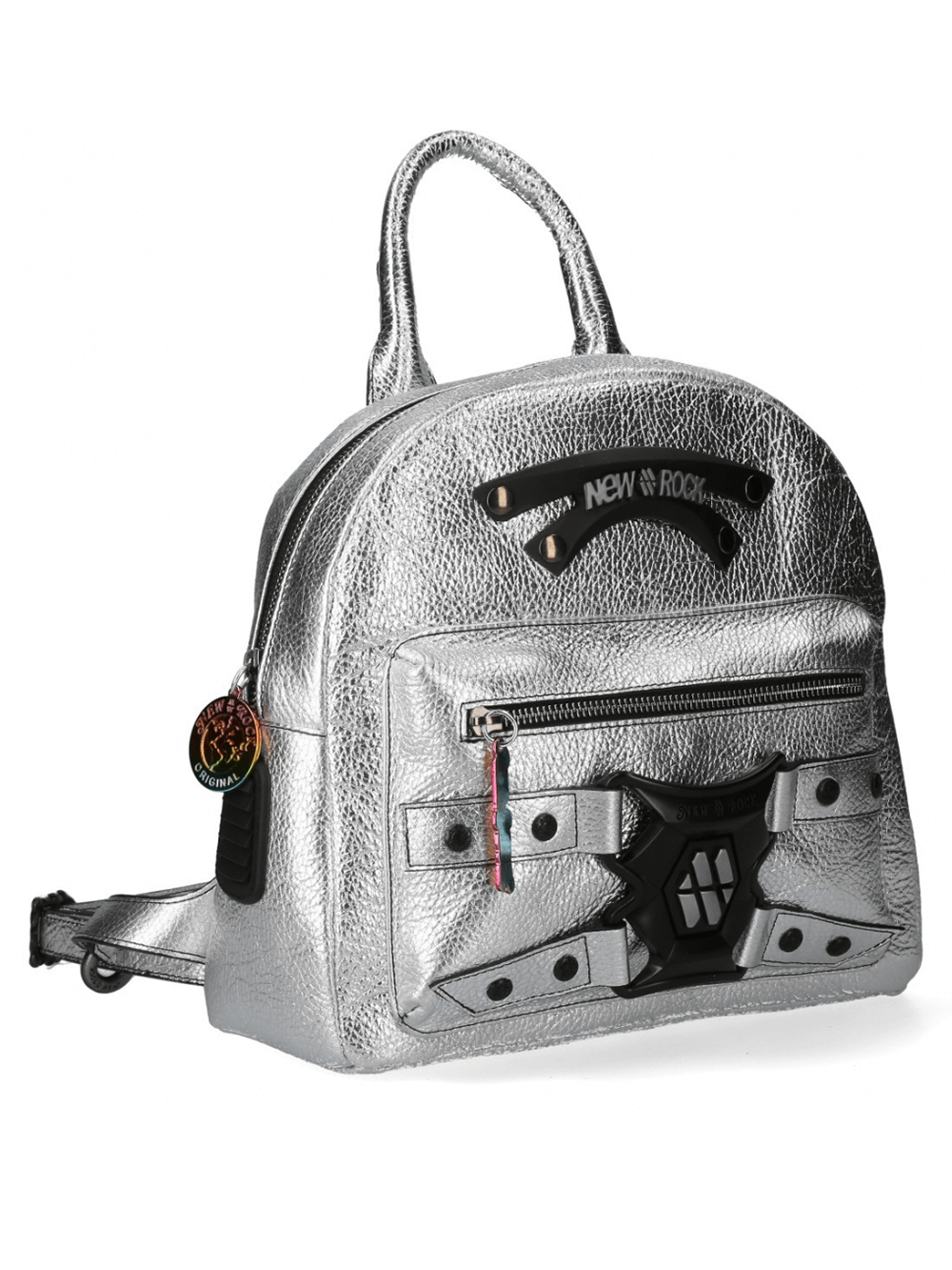 NEW ROCK Silver Gothic Backpack with Zipper Closure