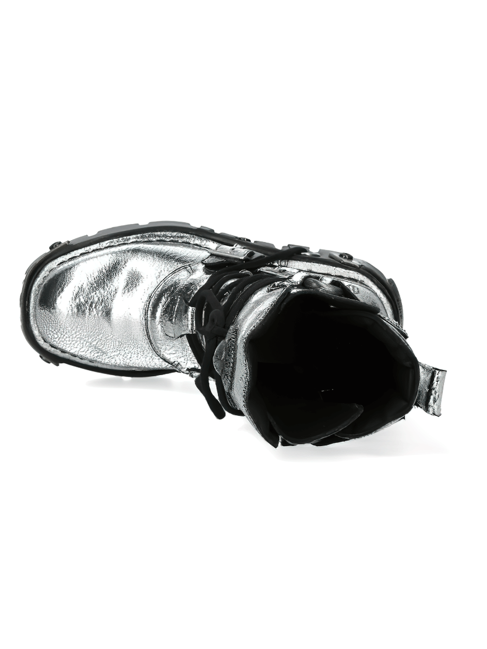 NEW ROCK Men's Silver Gothic Boots with Buckles and Lace-Up