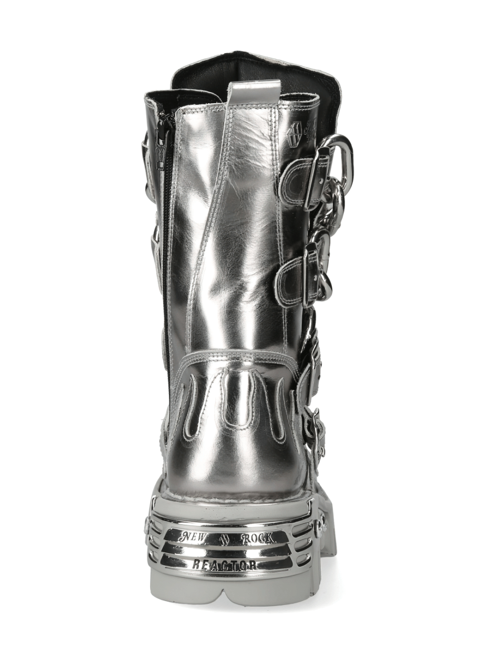 NEW ROCK Men's Silver Metallic Chain Boots for Punk Fashion