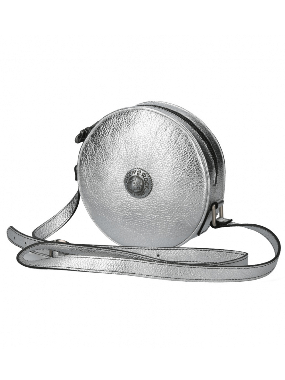 NEW ROCK Silver Round Crossbody Bag with Adjustable Strap