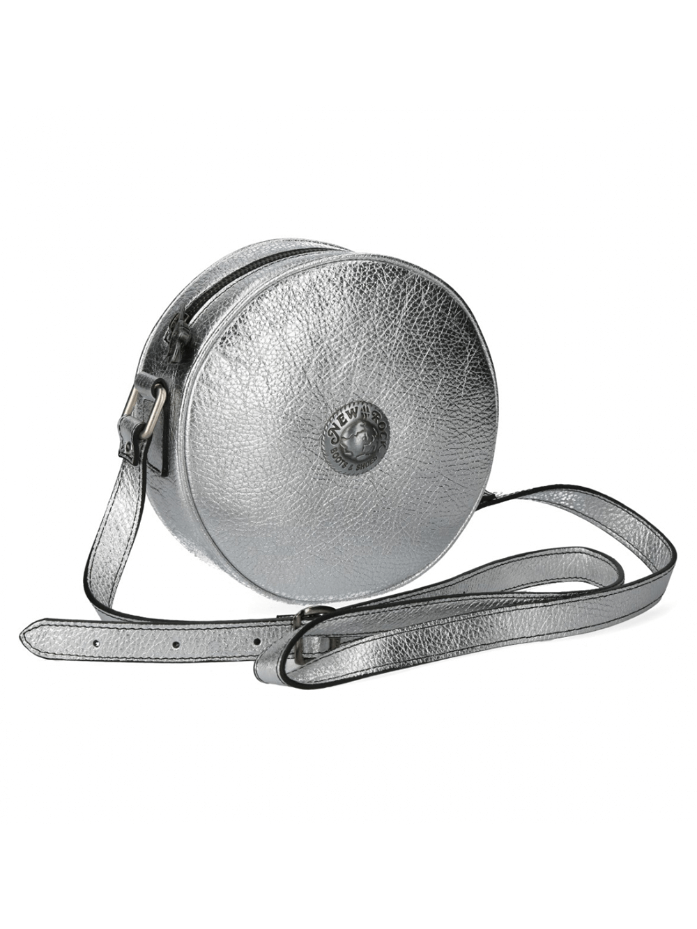 NEW ROCK Silver Round Crossbody Bag with Adjustable Strap