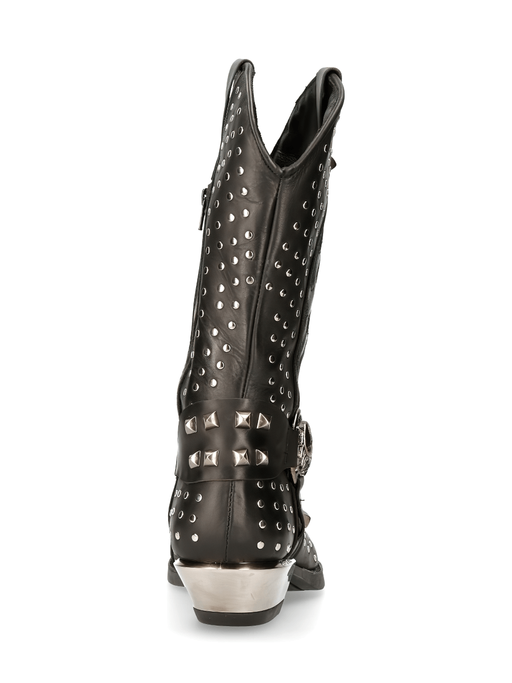 NEW ROCK Men's Silver Studded Leather Western Style Boots