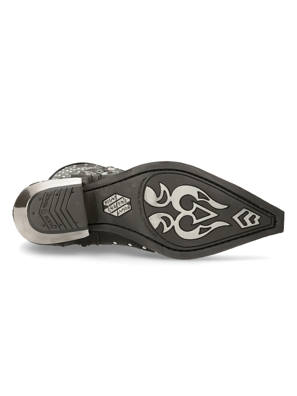 NEW ROCK Men's Silver Studded Leather Western Style Boots