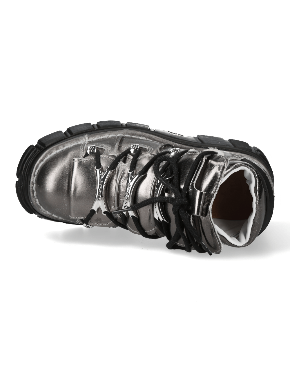 NEW ROCK Silver Men's Ankle Boots with Metal Accents