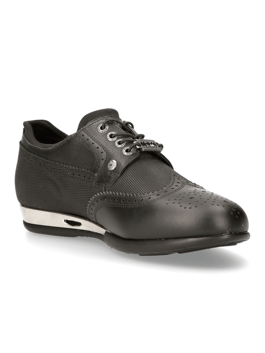 NEW ROCK Sleek Black Leather Lace-Up Athletic Shoes