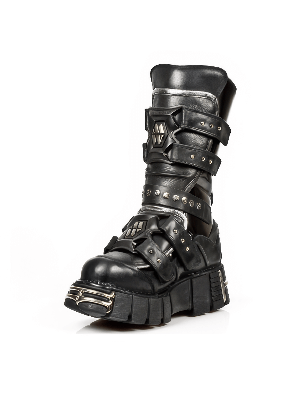 NEW ROCK Men's Steel Buckle Boots with Gothic Design