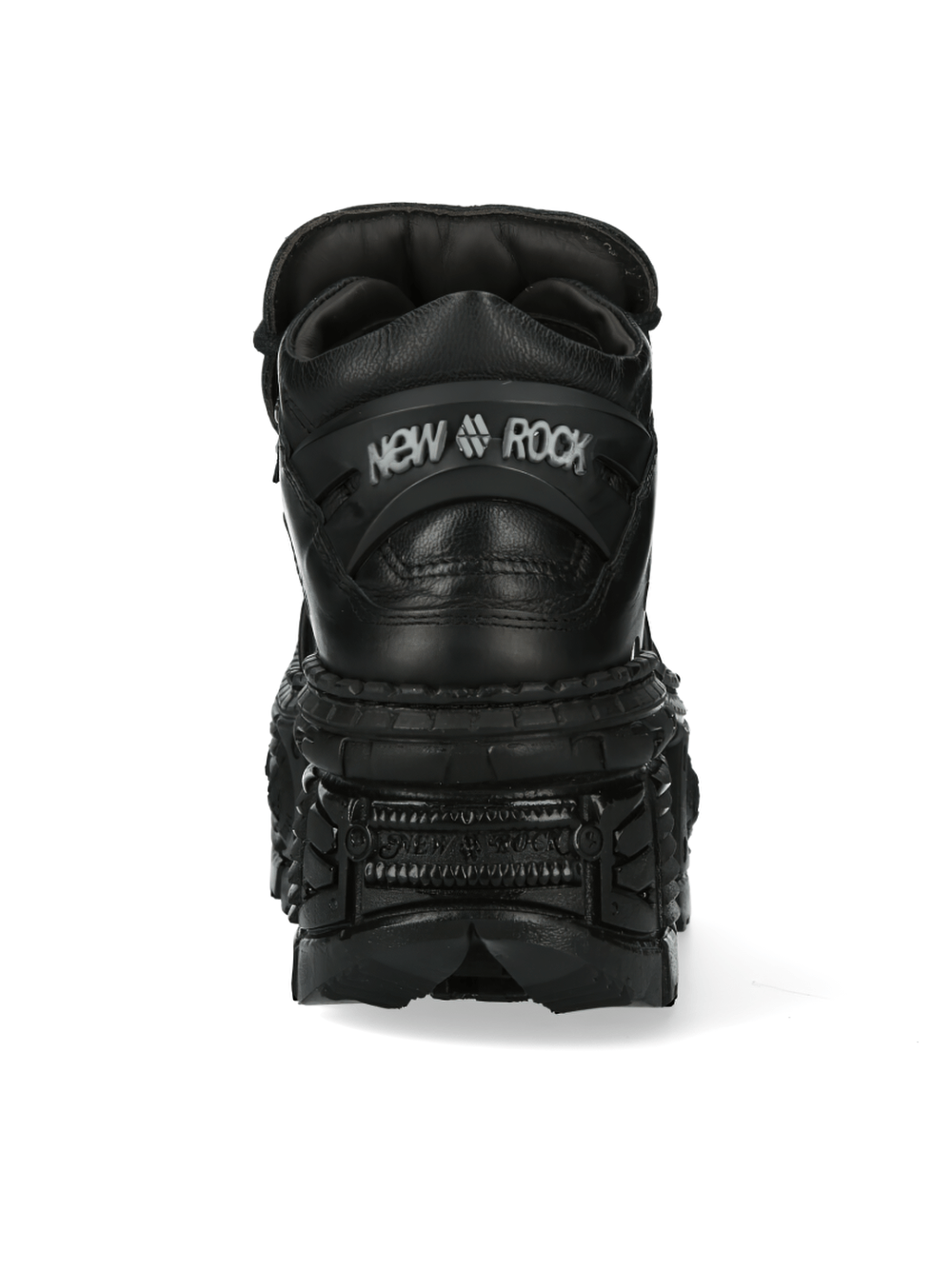 NEW ROCK Women's Studded Black Leather Platform Boots