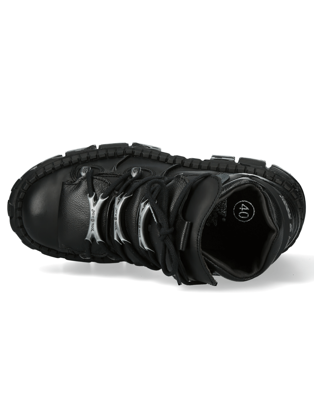 NEW ROCK Women's Studded Black Leather Platform Boots