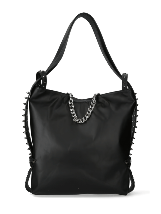 NEW ROCK Studded Shoulder Bag with Chain Accent and Spikes