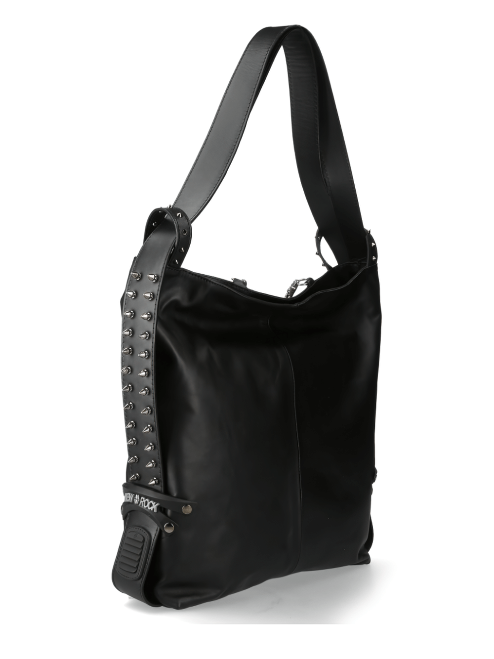 NEW ROCK Studded Shoulder Bag with Chain Accent and Spikes