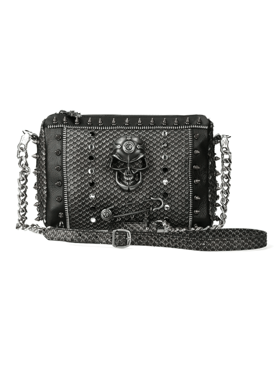 NEW ROCK Studded Skull Chain Leather Crossbody Bag