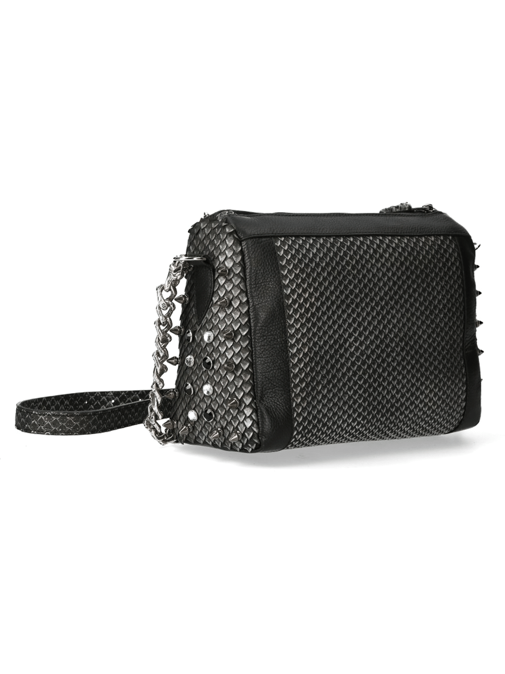 NEW ROCK Studded Skull Chain Leather Crossbody Bag