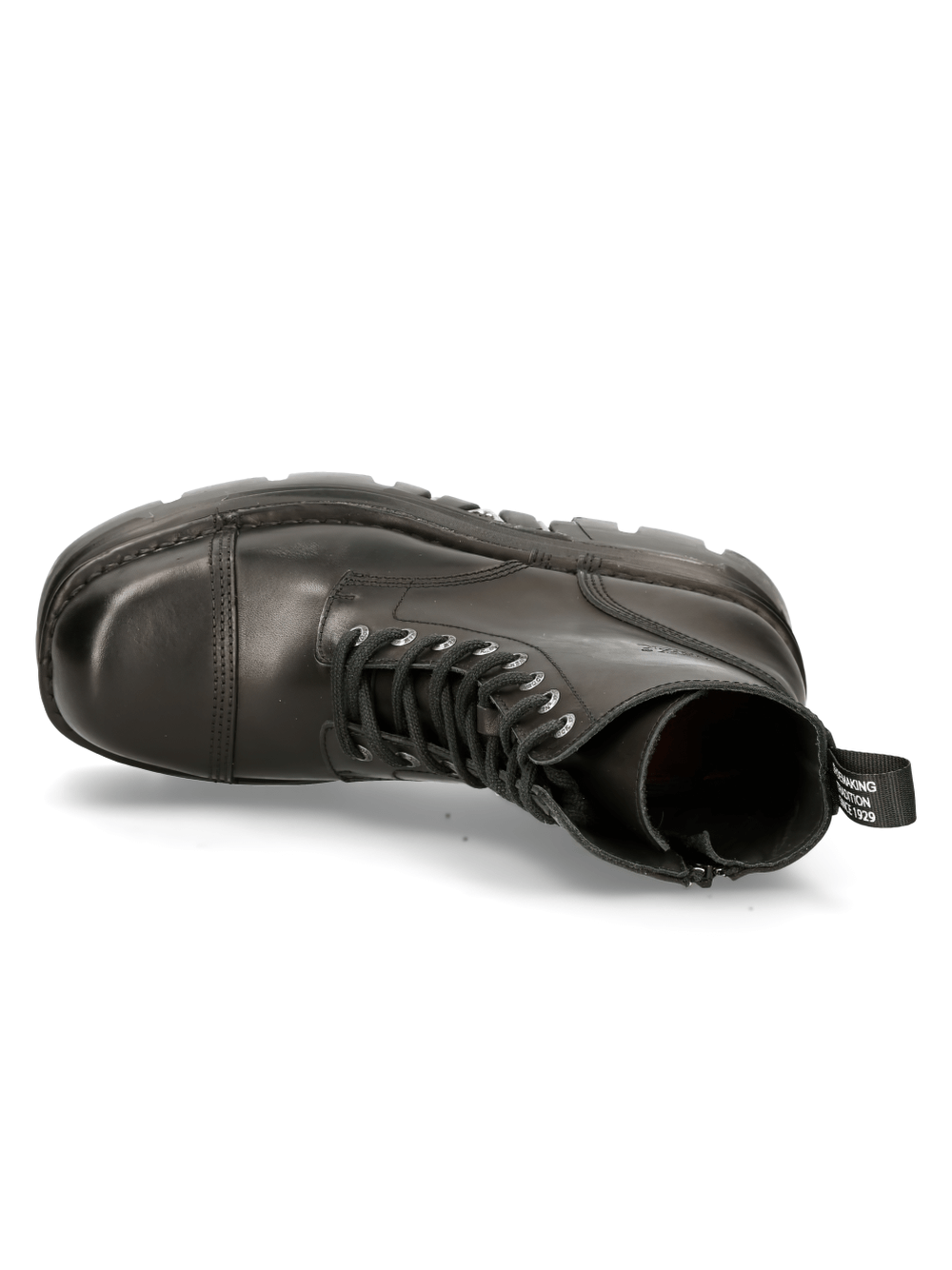 NEW ROCK Men's Sturdy Black Military-Style Leather Boots