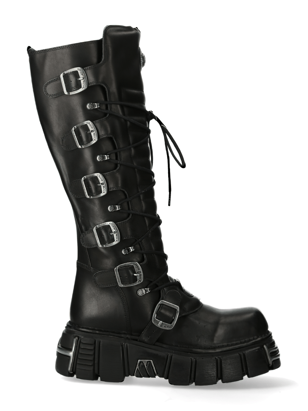 NEW ROCK Women's Sturdy High Lace-Up Boots with Buckles