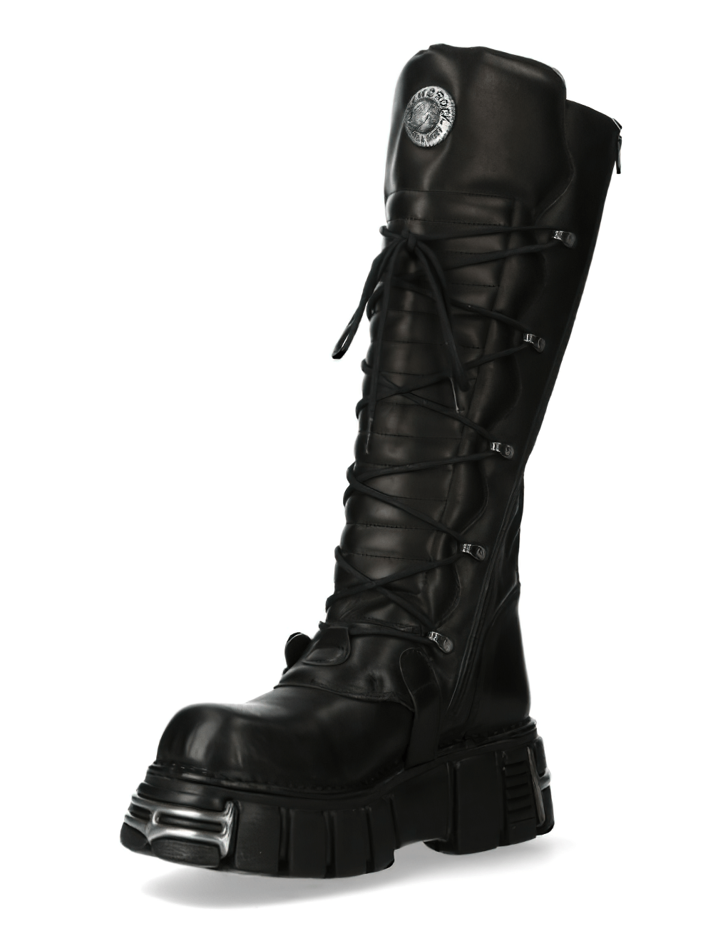 NEW ROCK Women's Sturdy High Lace-Up Boots with Buckles
