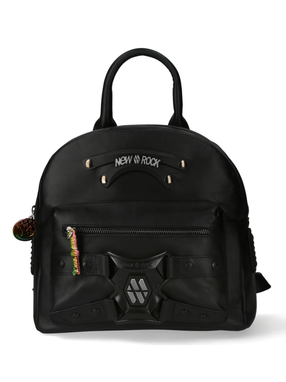NEW ROCK Stylish Punk Zippered Leather Backpack