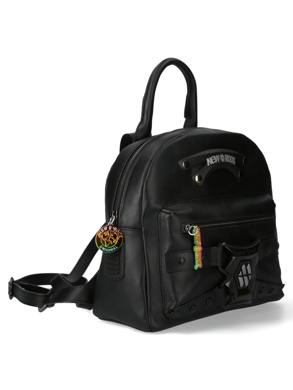 NEW ROCK Stylish Punk Zippered Leather Backpack