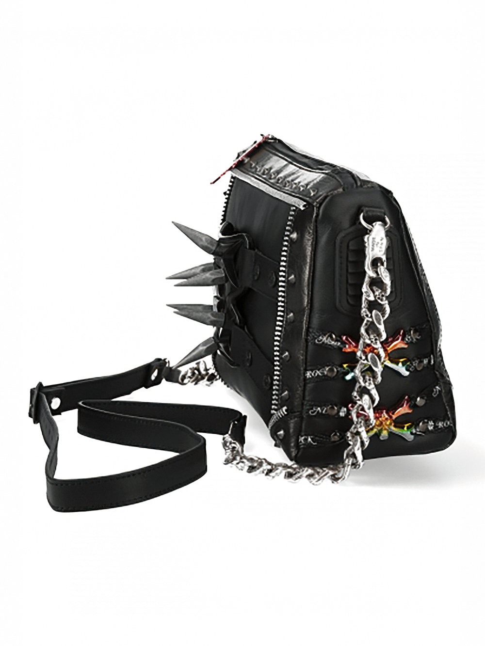 NEW ROCK Stylish Spiked Leather Bag with Chain Strap