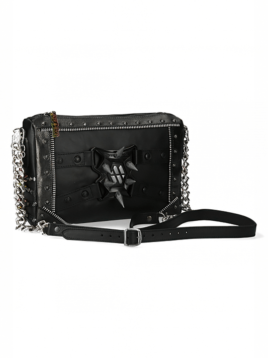 NEW ROCK Stylish Spiked Leather Bag with Chain Strap