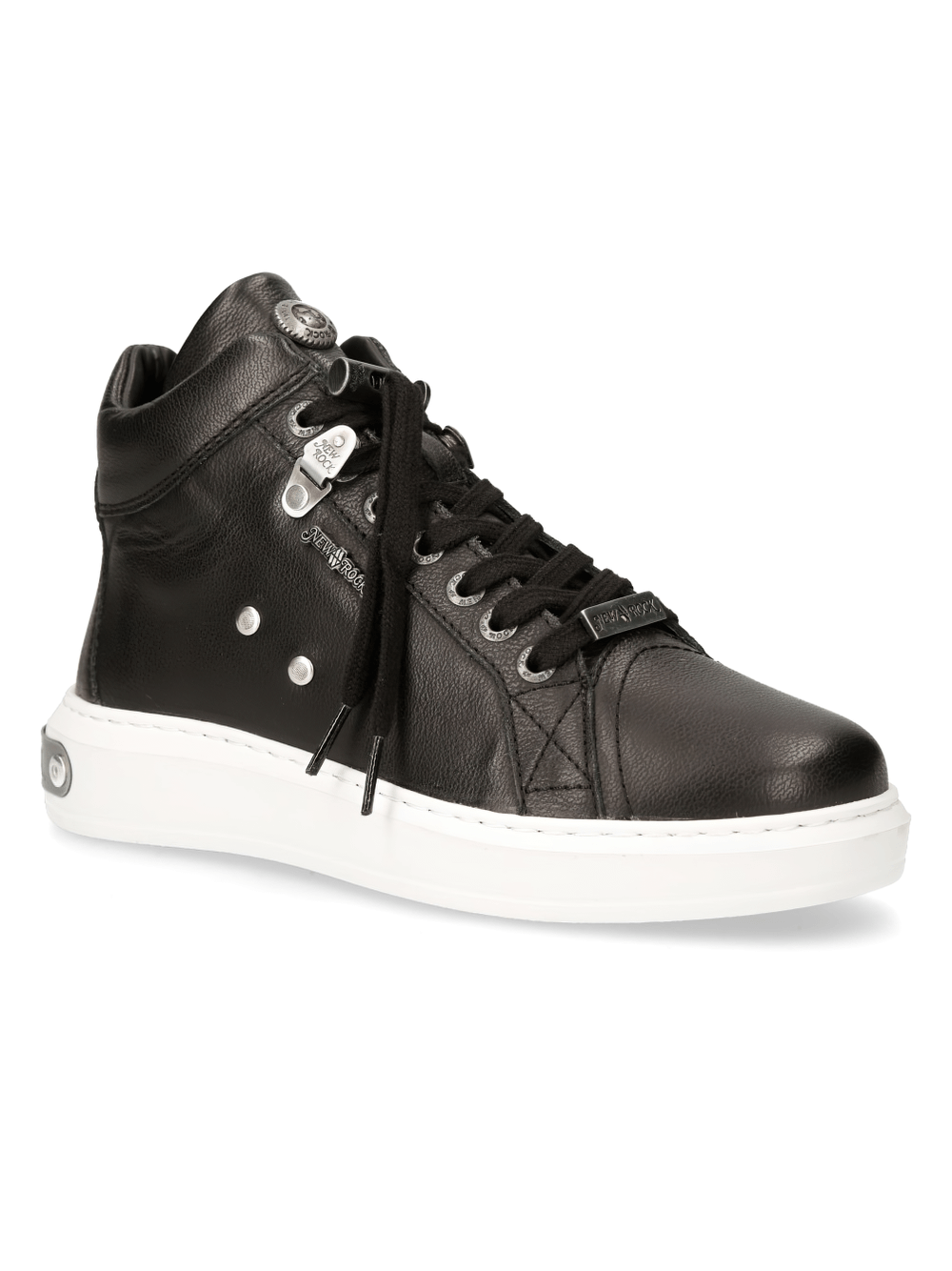 NEW ROCK Men's Stylish Urban Punk Leather Sneakers With Lace-Up