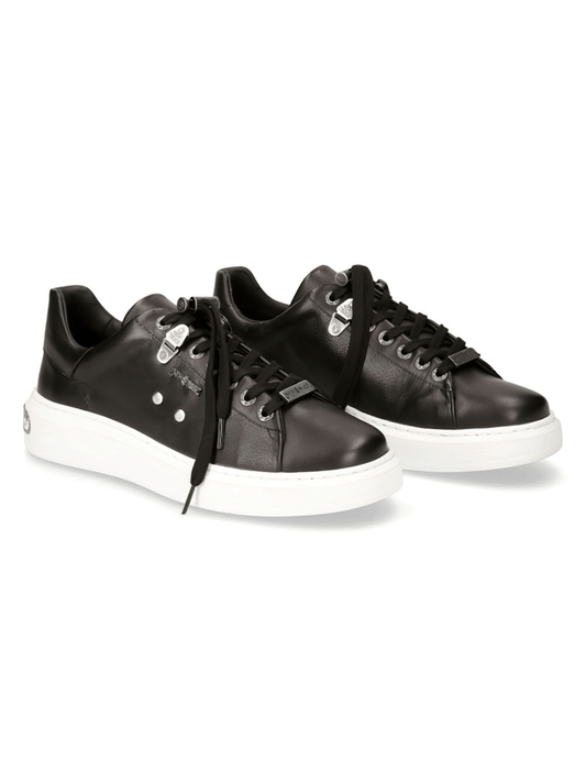 NEW ROCK Stylish Women's Black Leather Sneakers